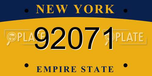 92071 New York License Plate