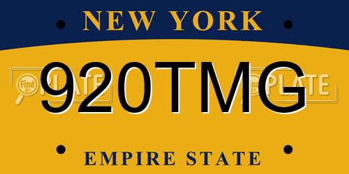 920TMG New York License Plate