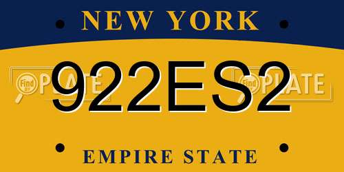 922ES2 New York License Plate