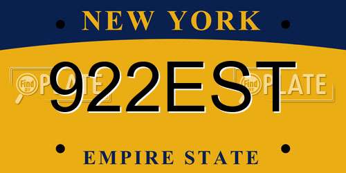922EST New York License Plate