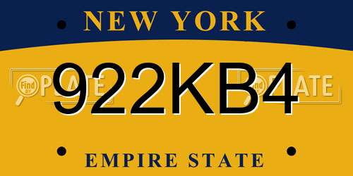 922KB4 New York License Plate