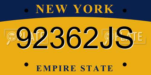 92362JS New York License Plate