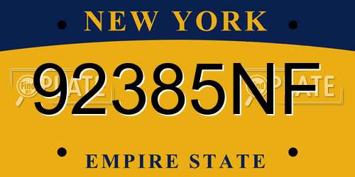 92385NF New York License Plate
