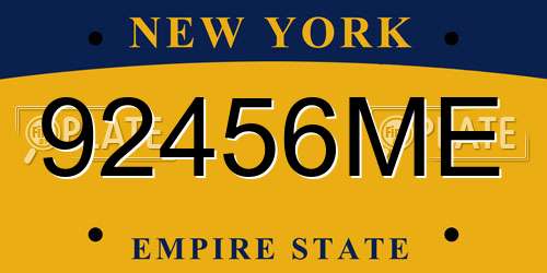 92456ME New York License Plate