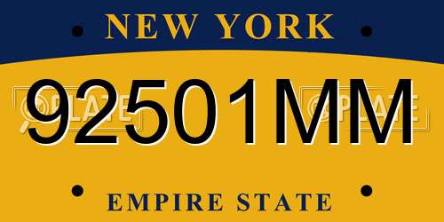 92501MM New York License Plate