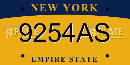 9254AS New York License Plate