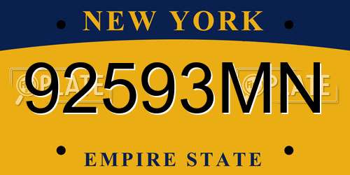 92593MN New York License Plate