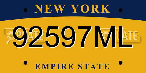 92597ML New York License Plate