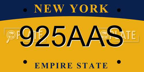 925AAS New York License Plate