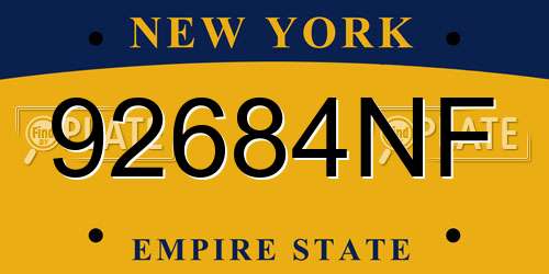 92684NF New York License Plate