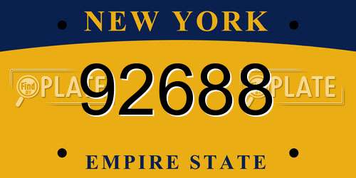 92688 New York License Plate