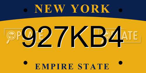 927KB4 New York License Plate