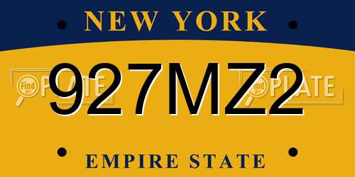 927MZ2 New York License Plate