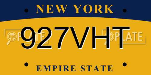 927VHT New York License Plate