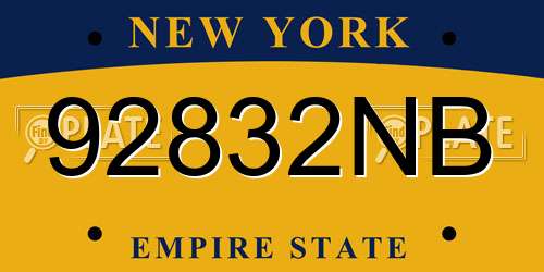 92832NB New York License Plate