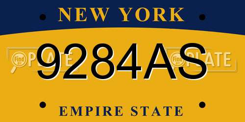 9284AS New York License Plate