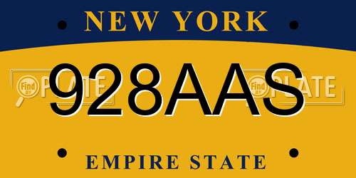 928AAS New York License Plate