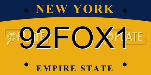 92FOX1 New York License Plate