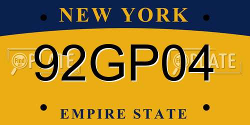 92GP04 New York License Plate