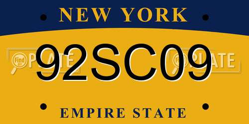 92SC09 New York License Plate