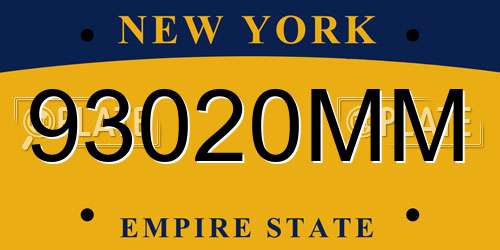 93020MM New York License Plate