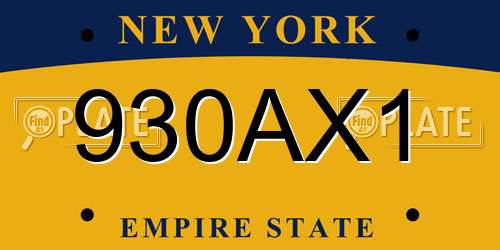 930AX1 New York License Plate