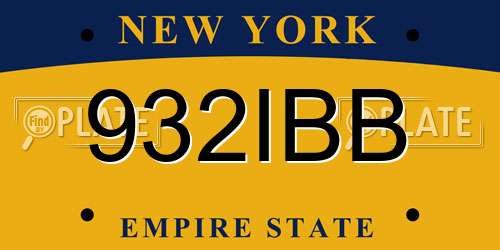 932IBB New York License Plate