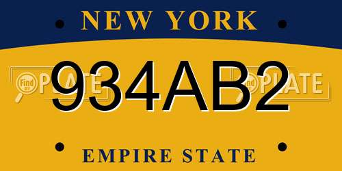 934AB2 New York License Plate