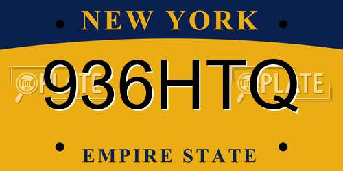 936HTQ New York License Plate