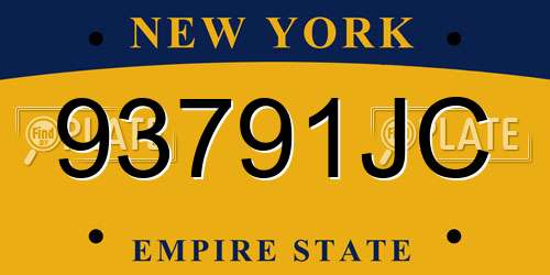 93791JC New York License Plate