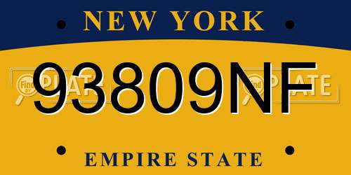 93809NF New York License Plate