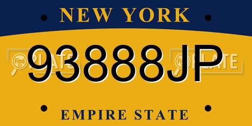93888JP New York License Plate