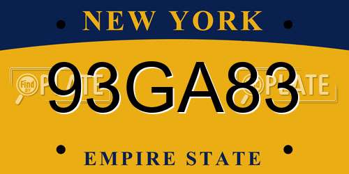 93GA83 New York License Plate