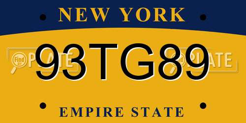 93TG89 New York License Plate