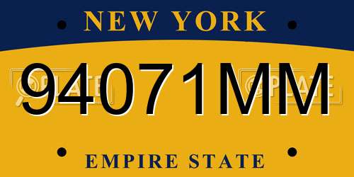 94071MM New York License Plate