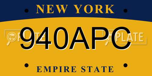 940APC New York License Plate