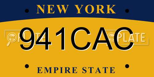 941CAC New York License Plate