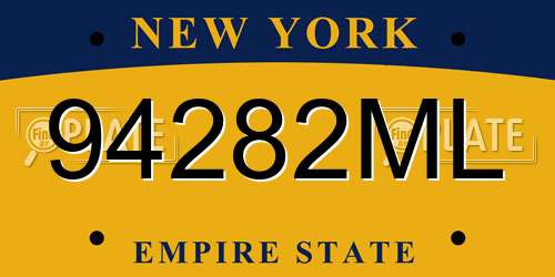 94282ML New York License Plate