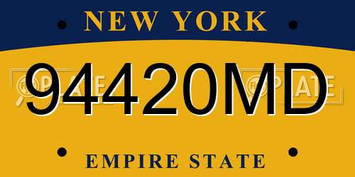94420MD New York License Plate