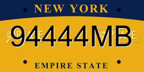94444MB New York License Plate