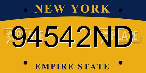 94542ND New York License Plate