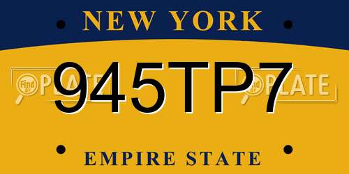 945TP7 New York License Plate