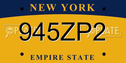 945ZP2 New York License Plate