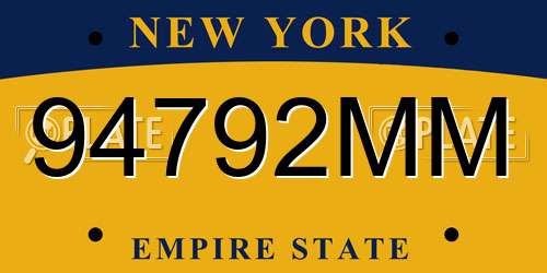 94792MM New York License Plate