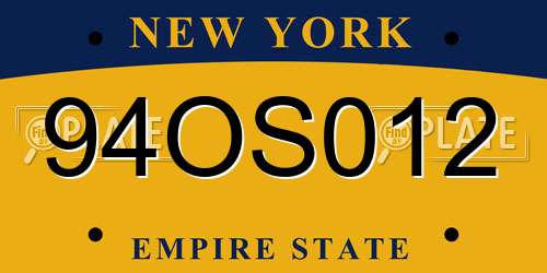 94OS012 New York License Plate