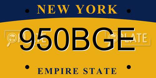 950BGE New York License Plate