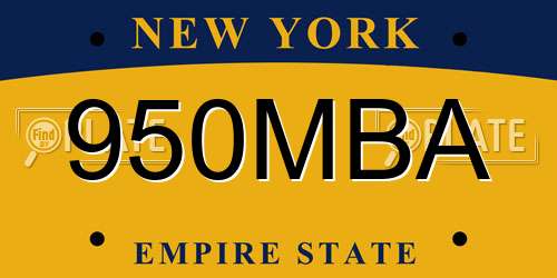 950MBA New York License Plate