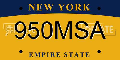 950MSA New York License Plate