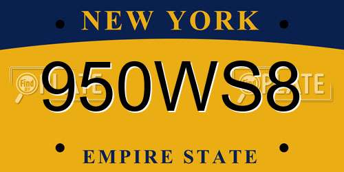 950WS8 New York License Plate