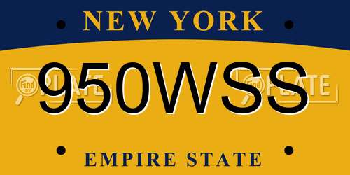 950WSS New York License Plate